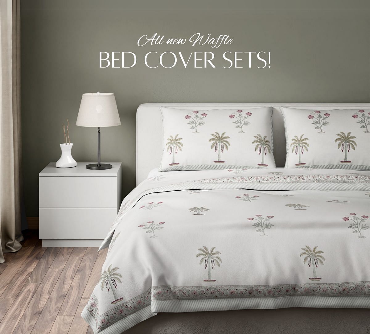 Shahi Fern Waffle Bed Cover Set