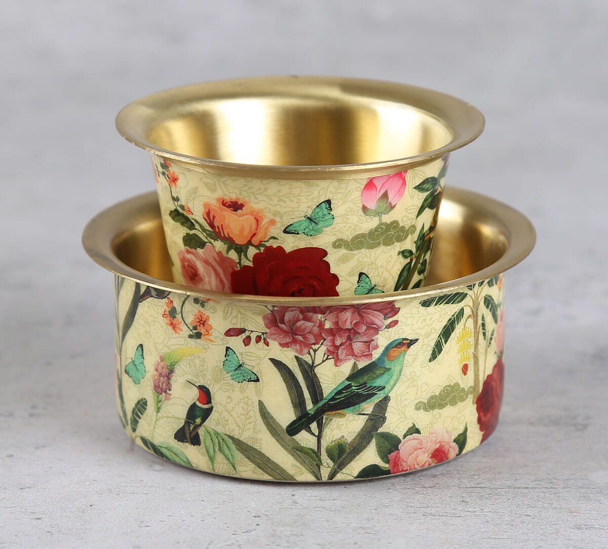 India Circus by Krsnaa Mehta Bird Land Brass coffee Tumbler Set of 2