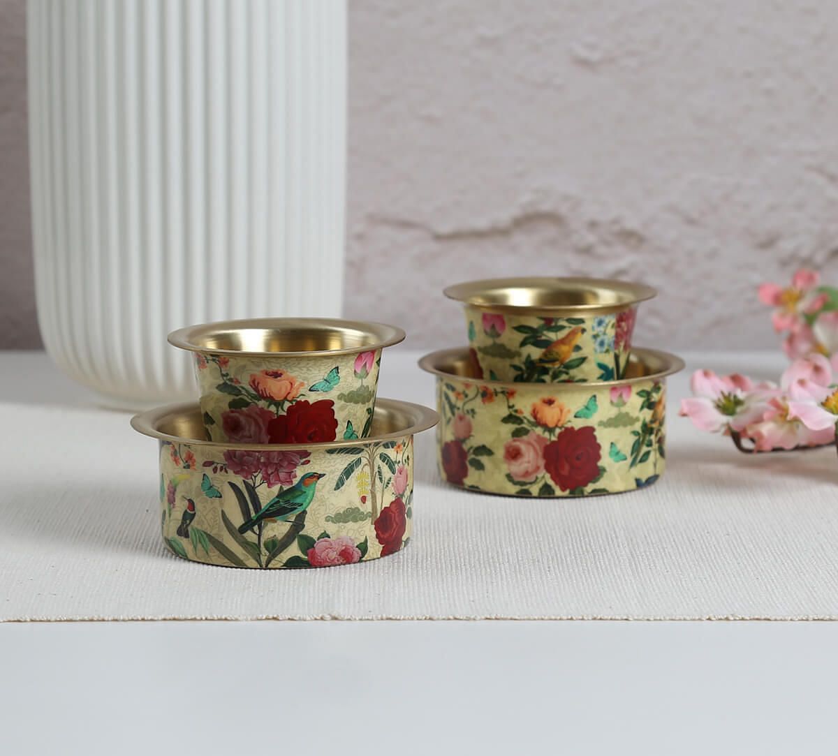 India Circus by Krsnaa Mehta Bird Land Brass coffee Tumbler Set of 2