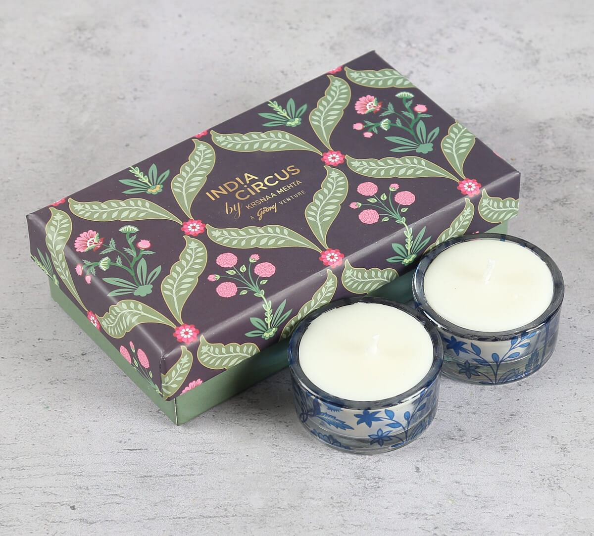 India Circus by Krsnaa Mehta Blaue Blume T Lite Candle Votive Set of 2