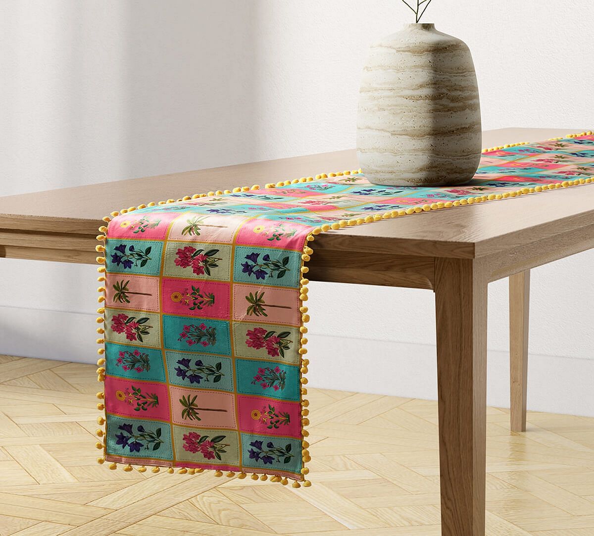 India Circus by Krsnaa Mehta Blossom Treasure Micro Velvet Bed and Table Runner