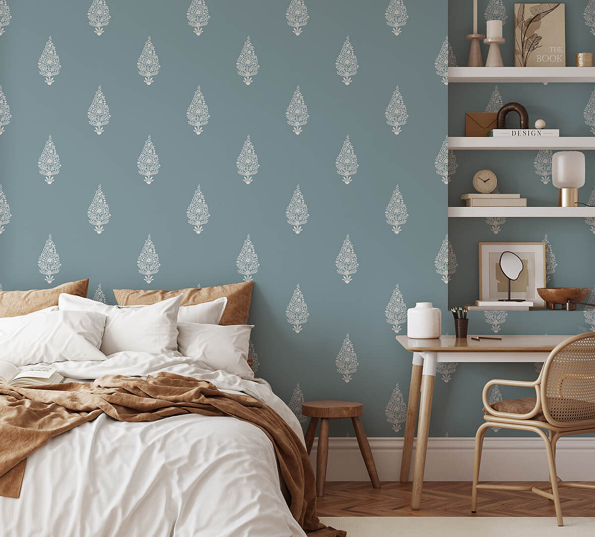 India Circus by Krsnaa Mehta Bouquet of Drops Tropical Blue Wallpaper
