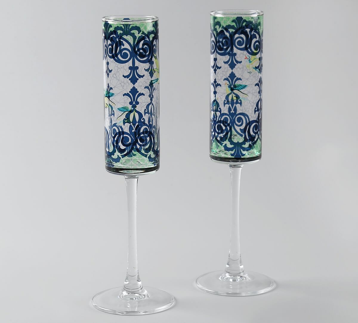 India Circus by Krsnaa Mehta Flight of Birds Champagne Glass Set of 2