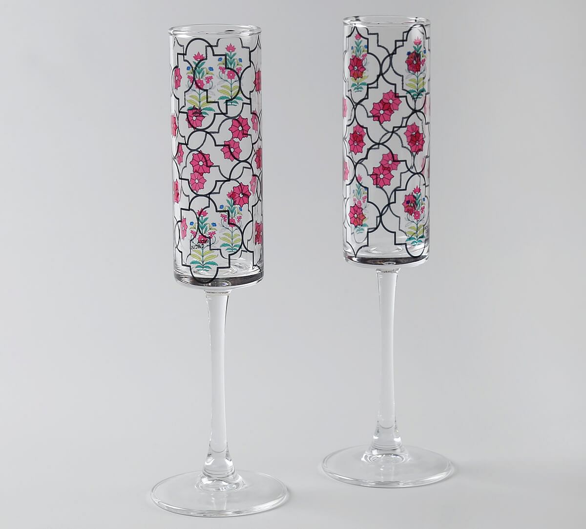 India Circus by Krsnaa Mehta Floral Lattice Champagne Glass Set of 2