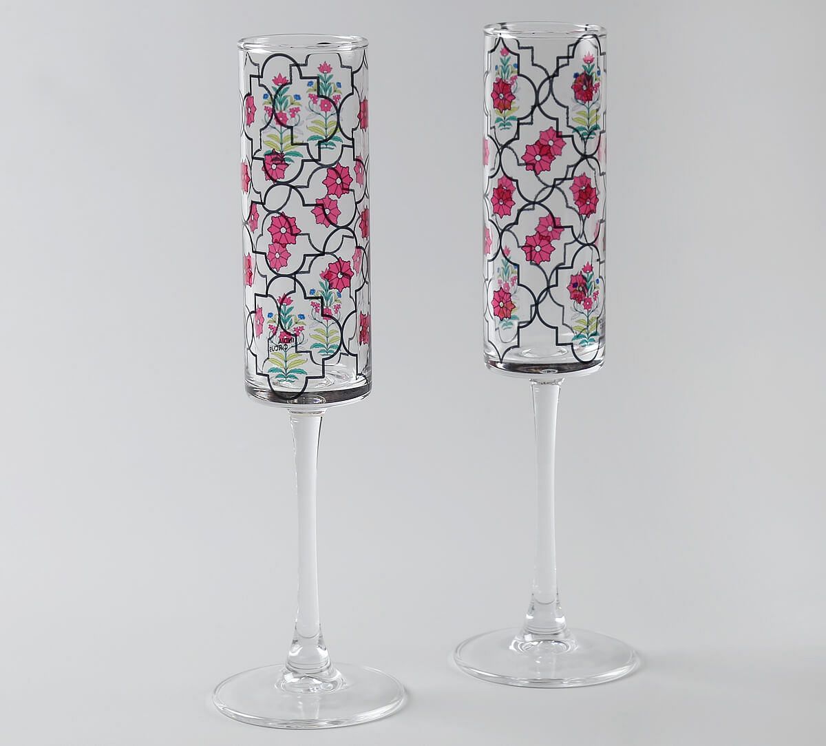 India Circus by Krsnaa Mehta Floral Lattice Champagne Glass Set of 2