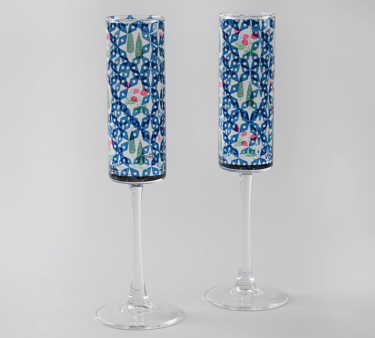 India Circus by Krsnaa Mehta Flowers and Ferns Champagne Glass Set of 2