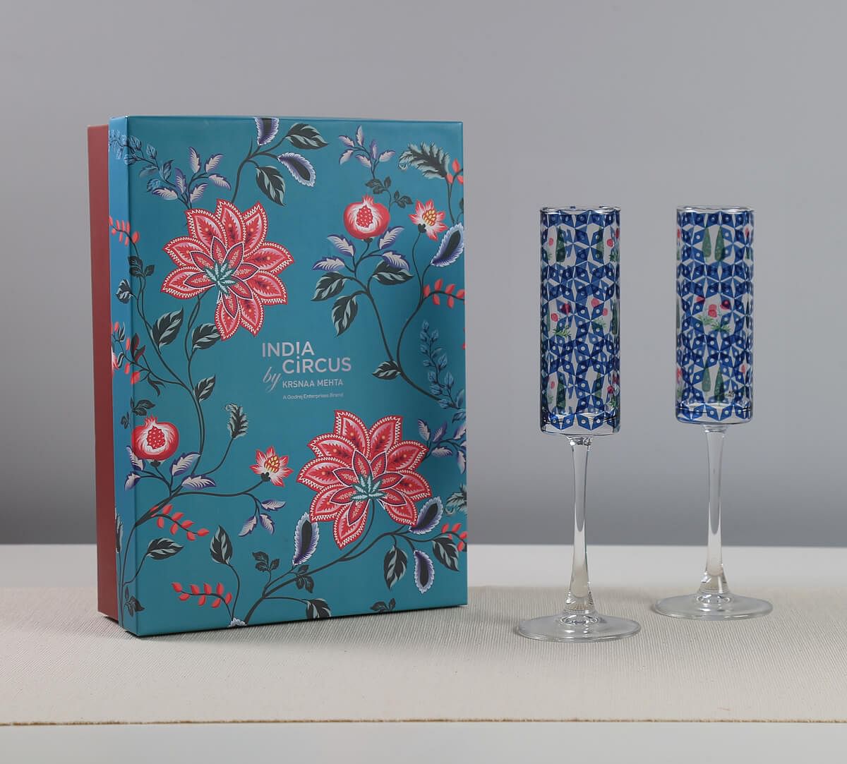India Circus by Krsnaa Mehta Flowers and Ferns Champagne Glass Set of 2