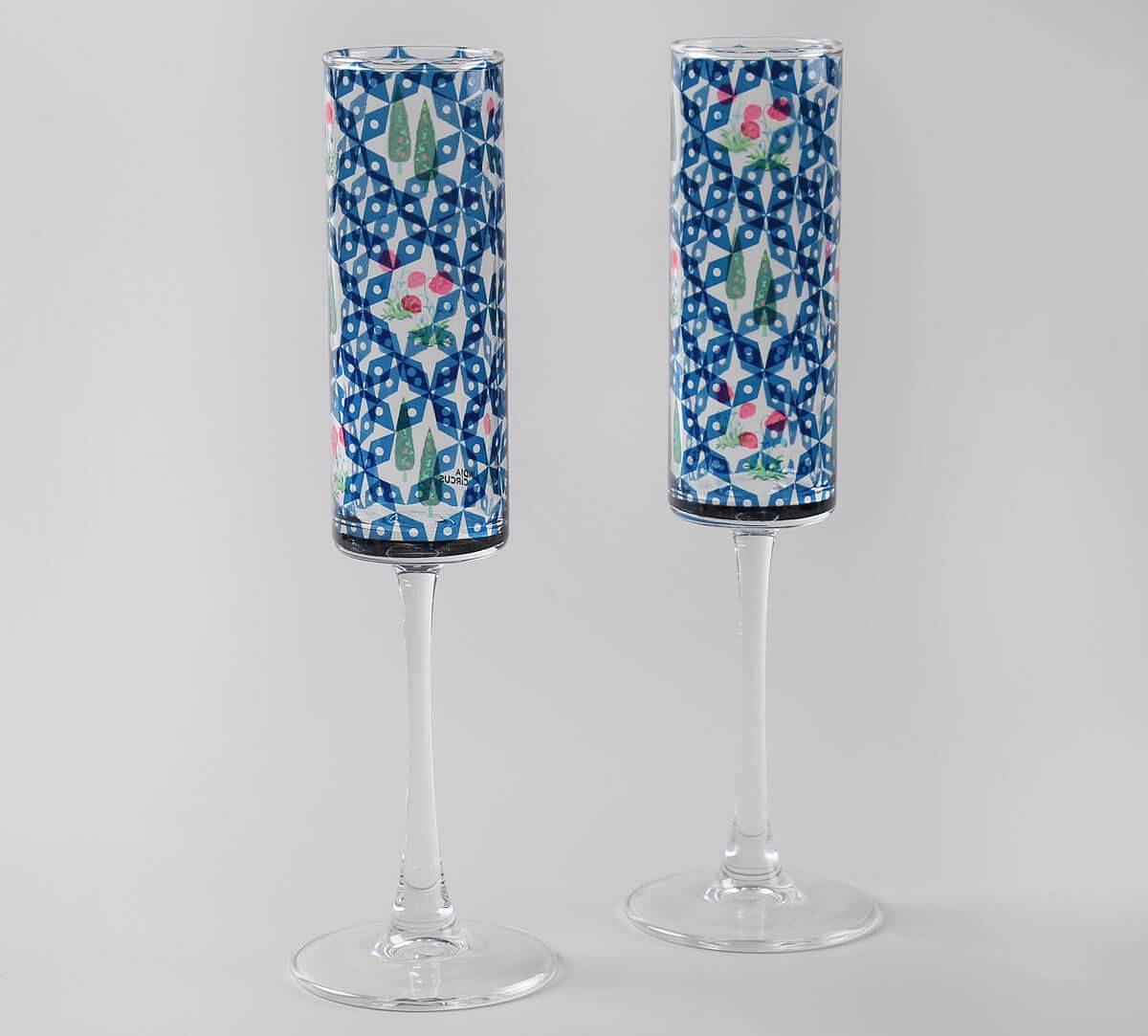 India Circus by Krsnaa Mehta Flowers and Ferns Champagne Glass Set of 2