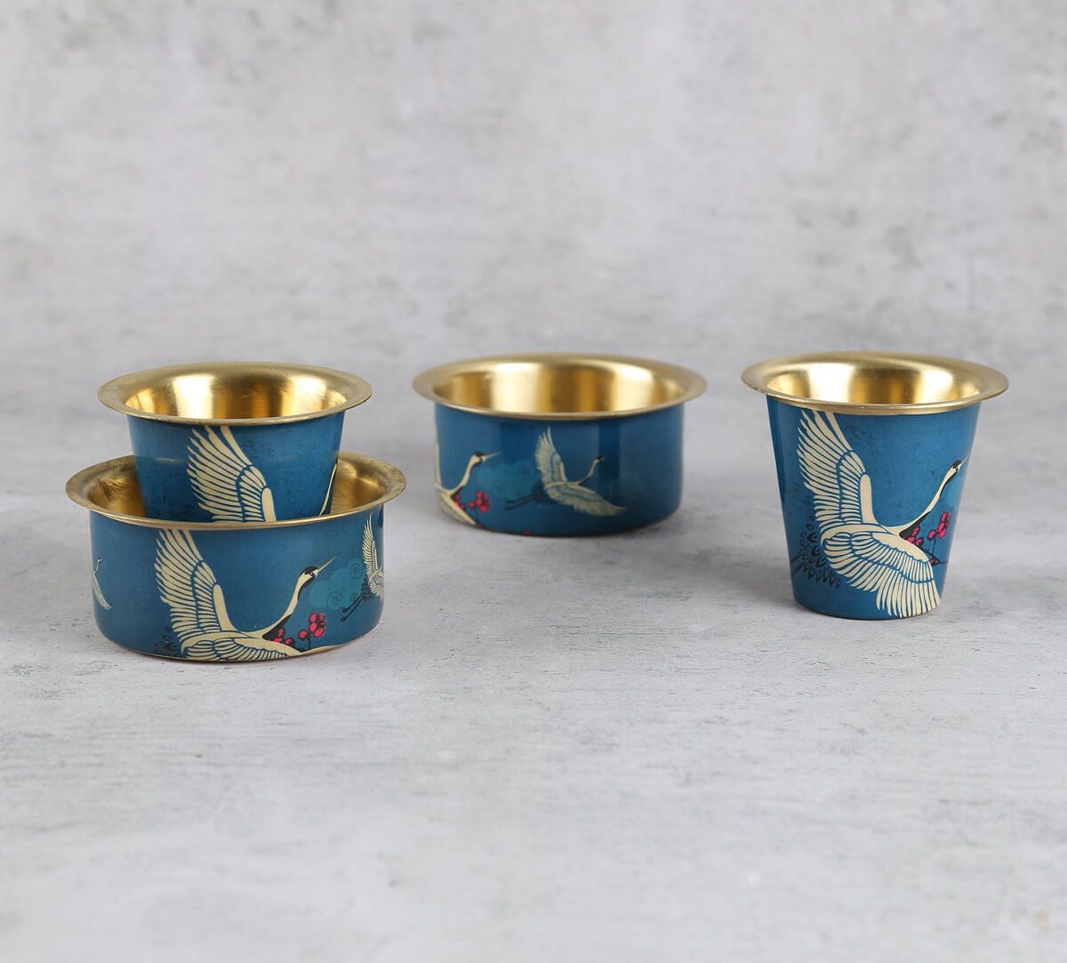 India Circus by Krsnaa Mehta Legend of the Cranes Brass coffee Tumbler Set of 2