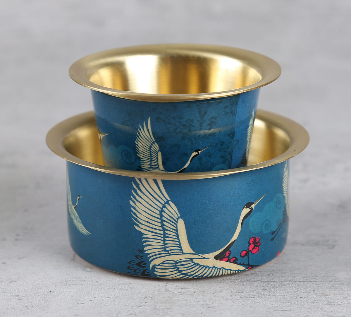 India Circus by Krsnaa Mehta Legend of the Cranes Brass coffee Tumbler Set of 2