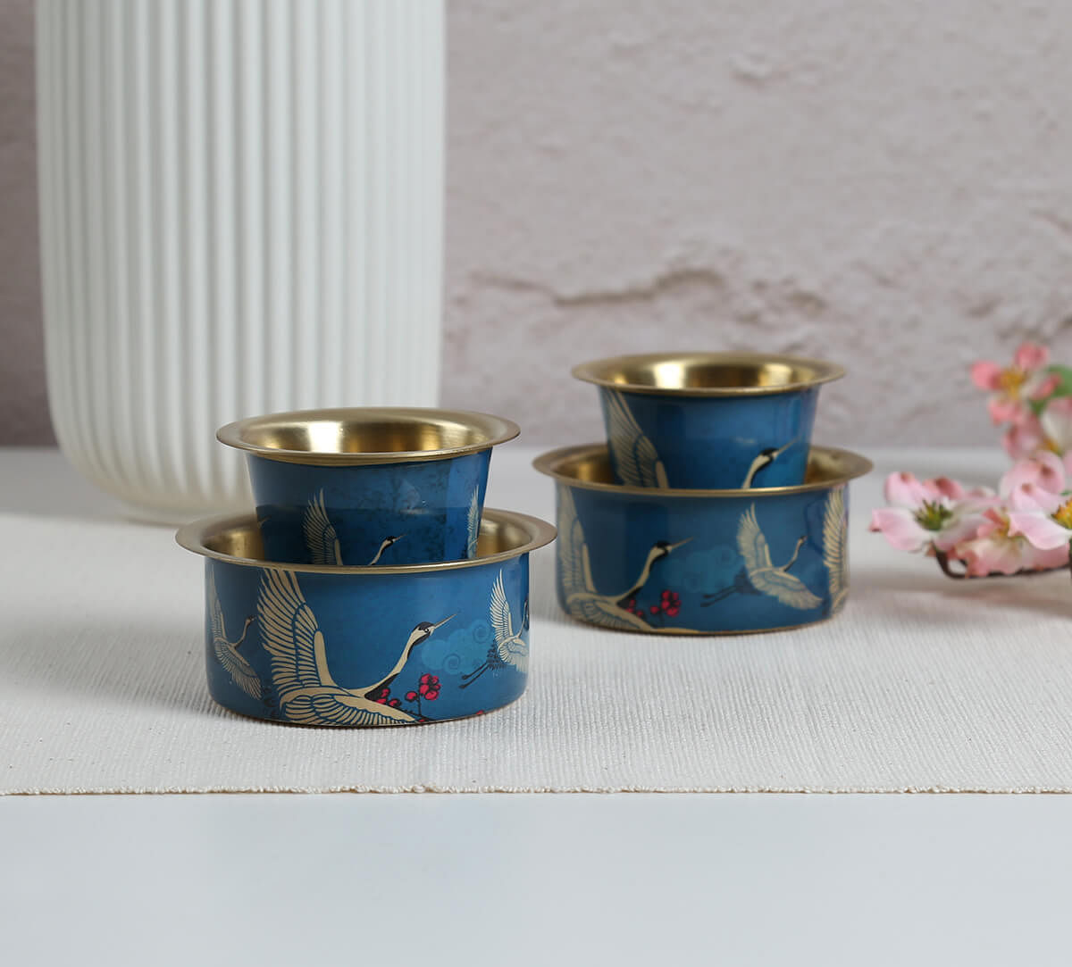 India Circus by Krsnaa Mehta Legend of the Cranes Brass coffee Tumbler Set of 2