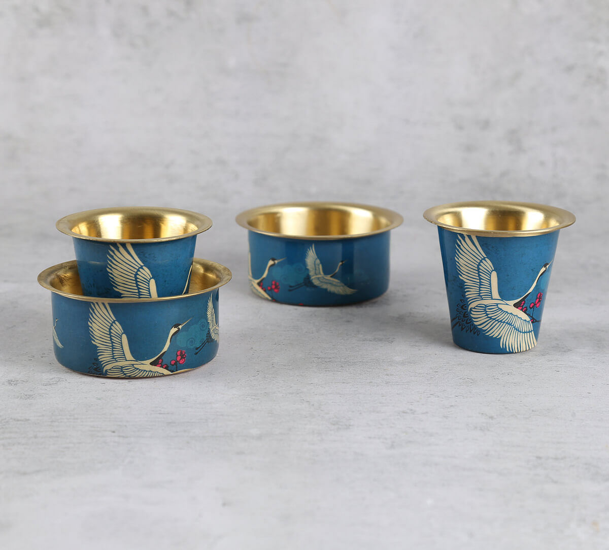 India Circus by Krsnaa Mehta Legend of the Cranes Brass coffee Tumbler Set of 2