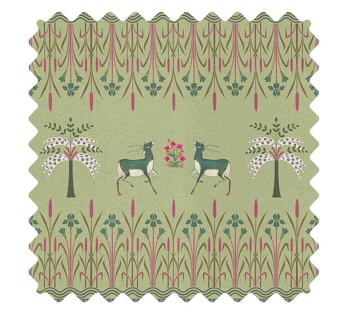 India Circus by Krsnaa Mehta Moss Mirroring Deer Garden Fabric