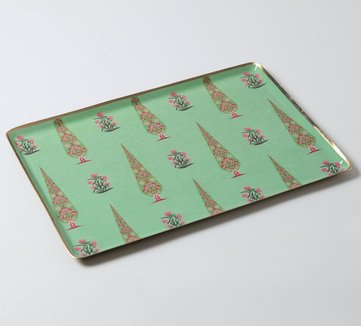 India Circus by Krsnaa Mehta Peacock and Conifer Rectangle Tray Set