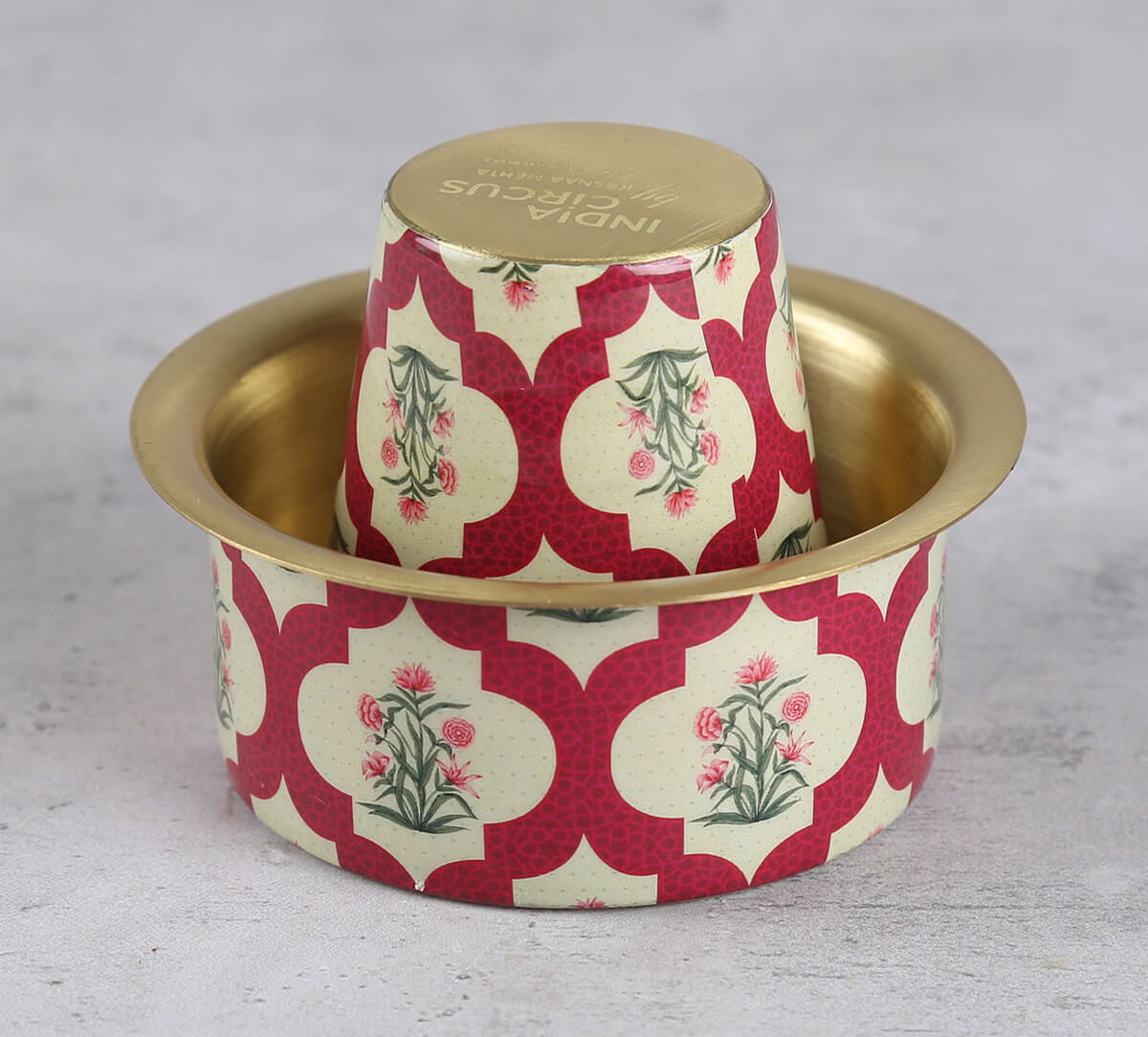 India Circus by Krsnaa Mehta Poppy Flower Scarlet Brass coffee Tumbler Set of 2