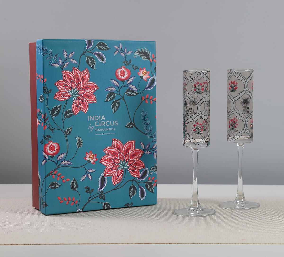India Circus by Krsnaa Mehta Tropic Tryst Champagne Glass Set of 2