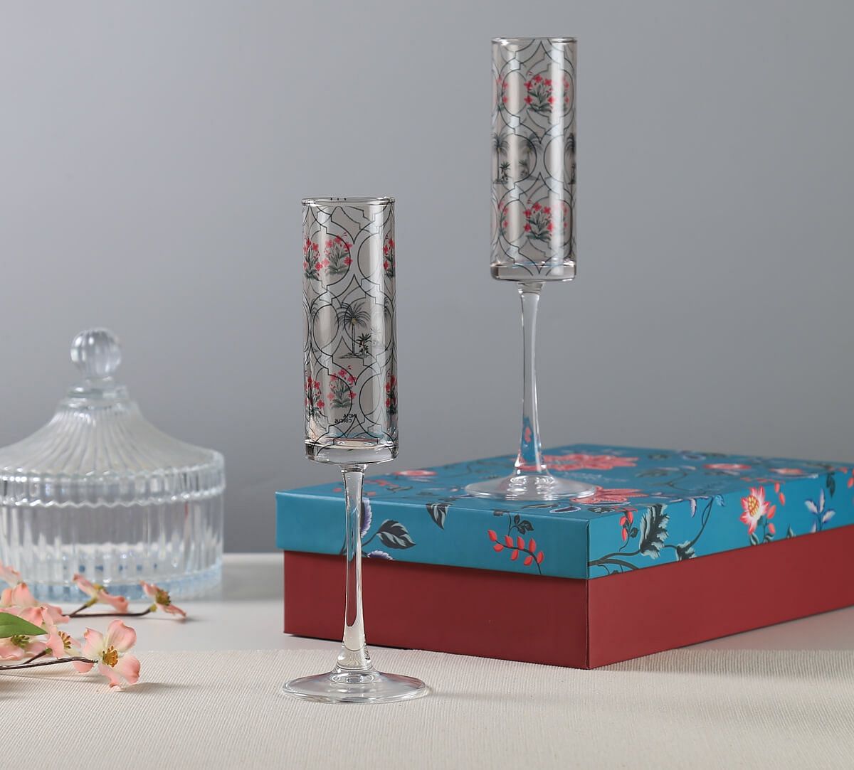India Circus by Krsnaa Mehta Tropic Tryst Champagne Glass Set of 2