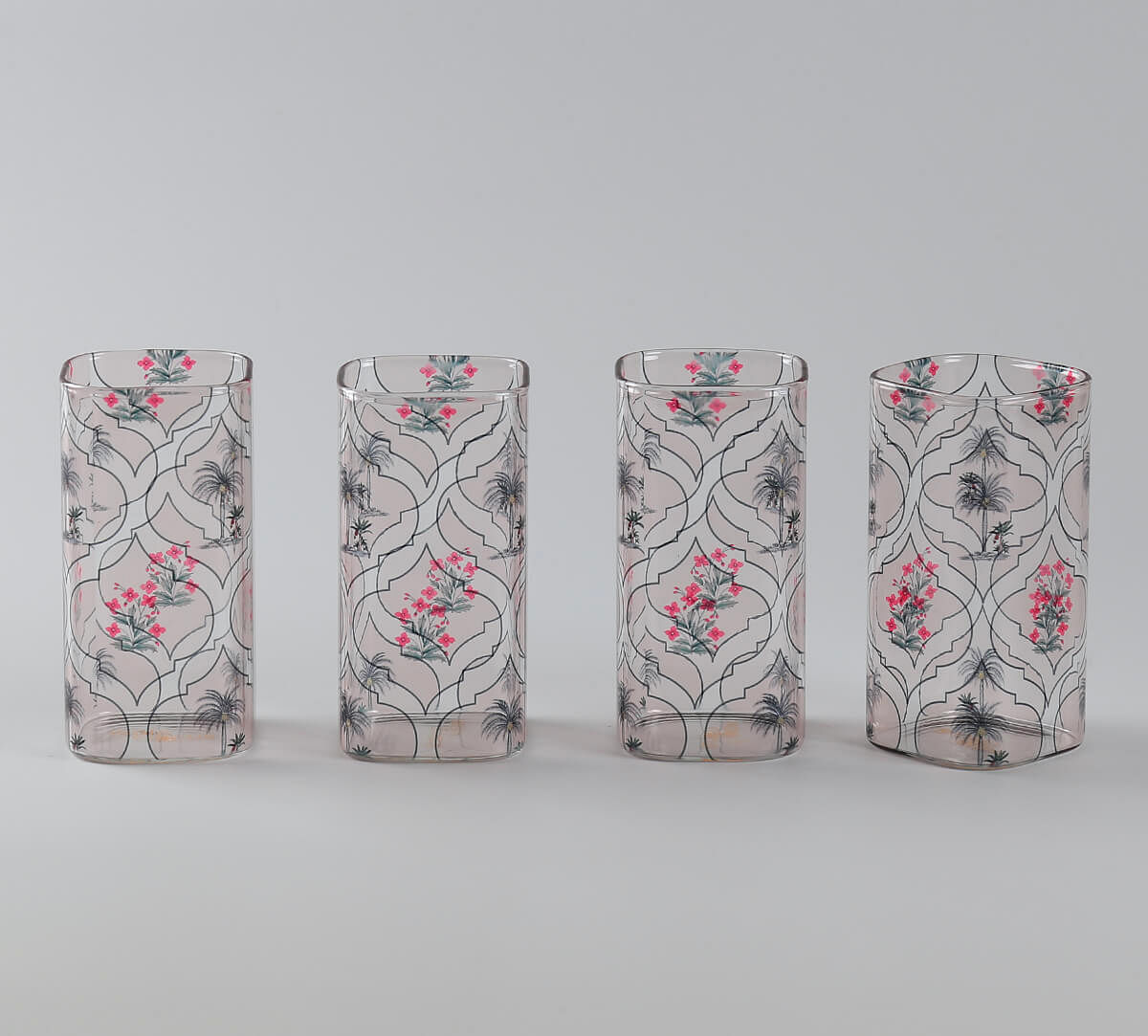 India Circus by Krsnaa Mehta Tropic Tryst Glass Tumbler Set of 4