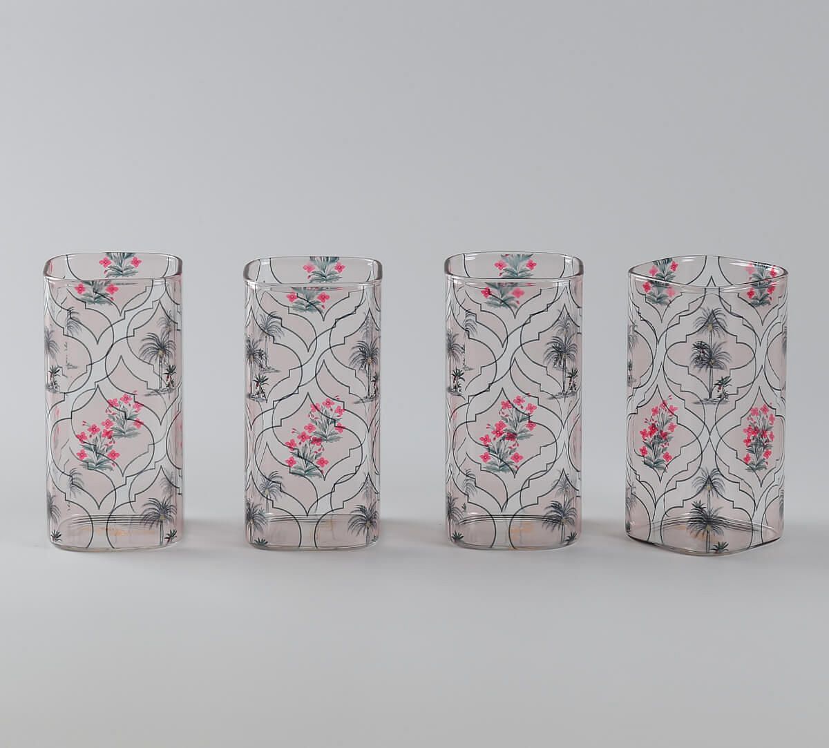 India Circus by Krsnaa Mehta Tropic Tryst Glass Tumbler Set of 4