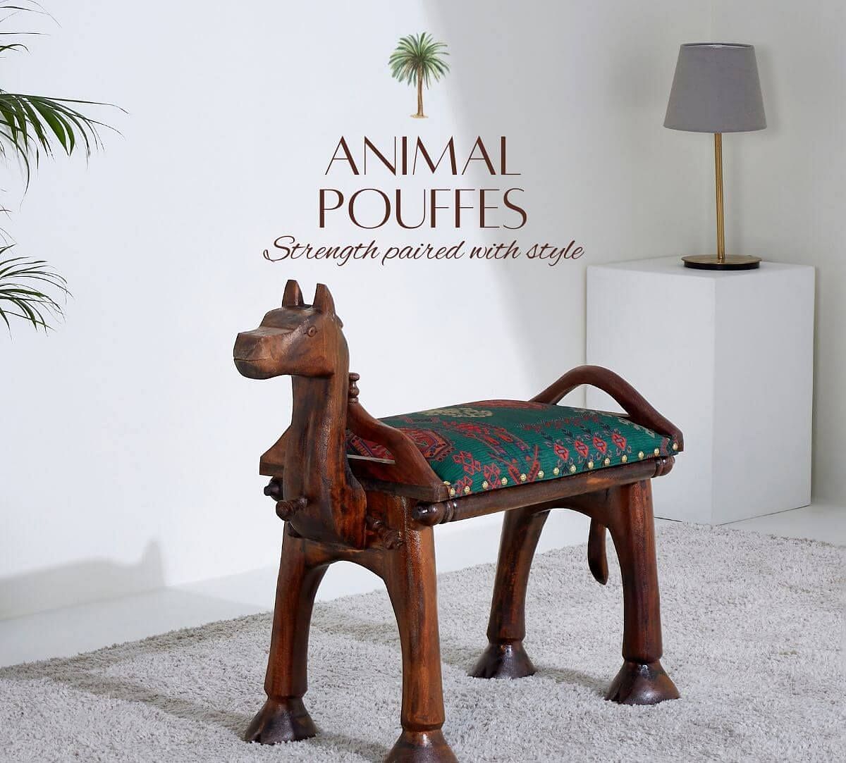 Raceme Rosettes Camel Pouffe